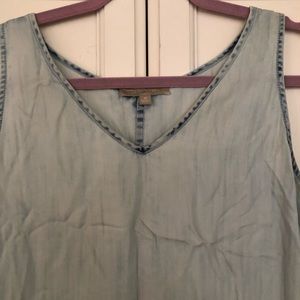 Long blue v-neck dress